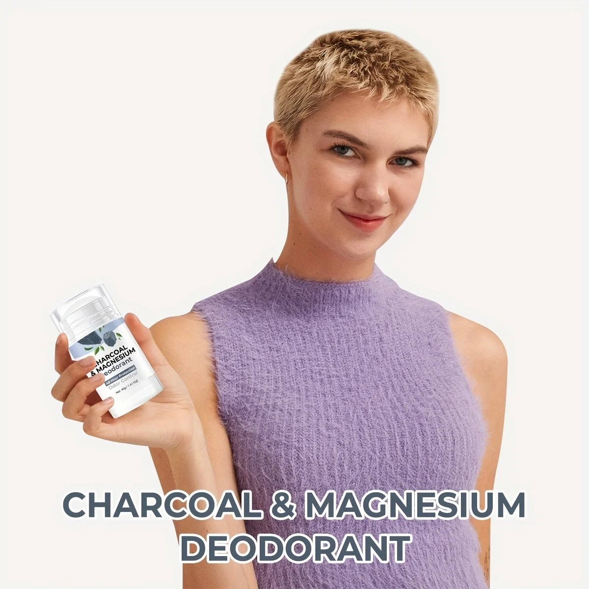 Дезодорант-карандаш с древесным углем и магнием — длительный 24-часовой контроль запаха, сохраняет свежесть подмышек и уменьшает запахи