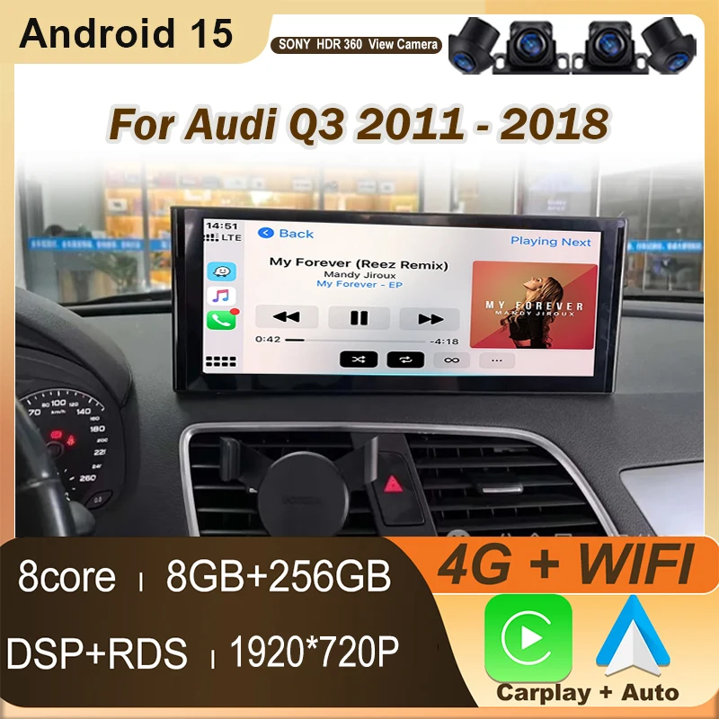 

12,3-дюймовый автомобильный радиоприемник для Audi Q3 2011-2018 Android Мультимедийный видеоплеер GPS-навигация Carplay QLED Экран без 2din DVD