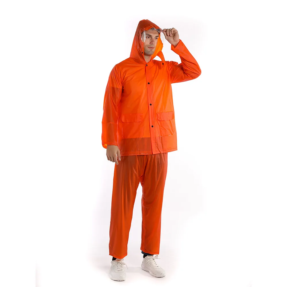 PVC Transparent Work Clothes Raincoat and Rain Pants Set Outdoor Duty Raincoat Anti-storm Rain Split Raincoat