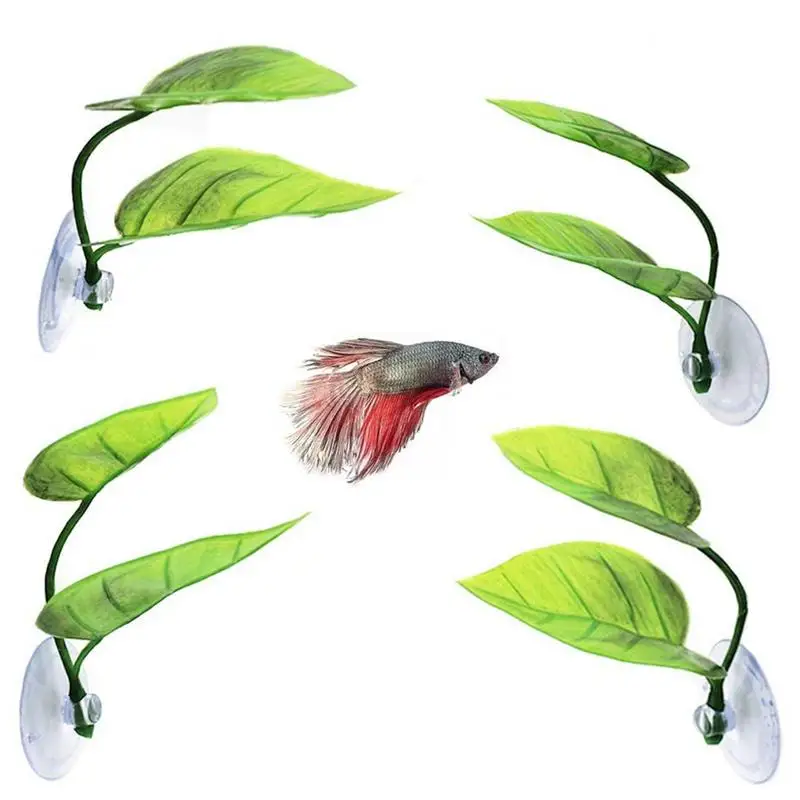 Artificial Double betta leaves Aquarium Accessories Fish Rest Spawning Leaf Plant Betta Fish Play Relax Hide Leaf Hammock