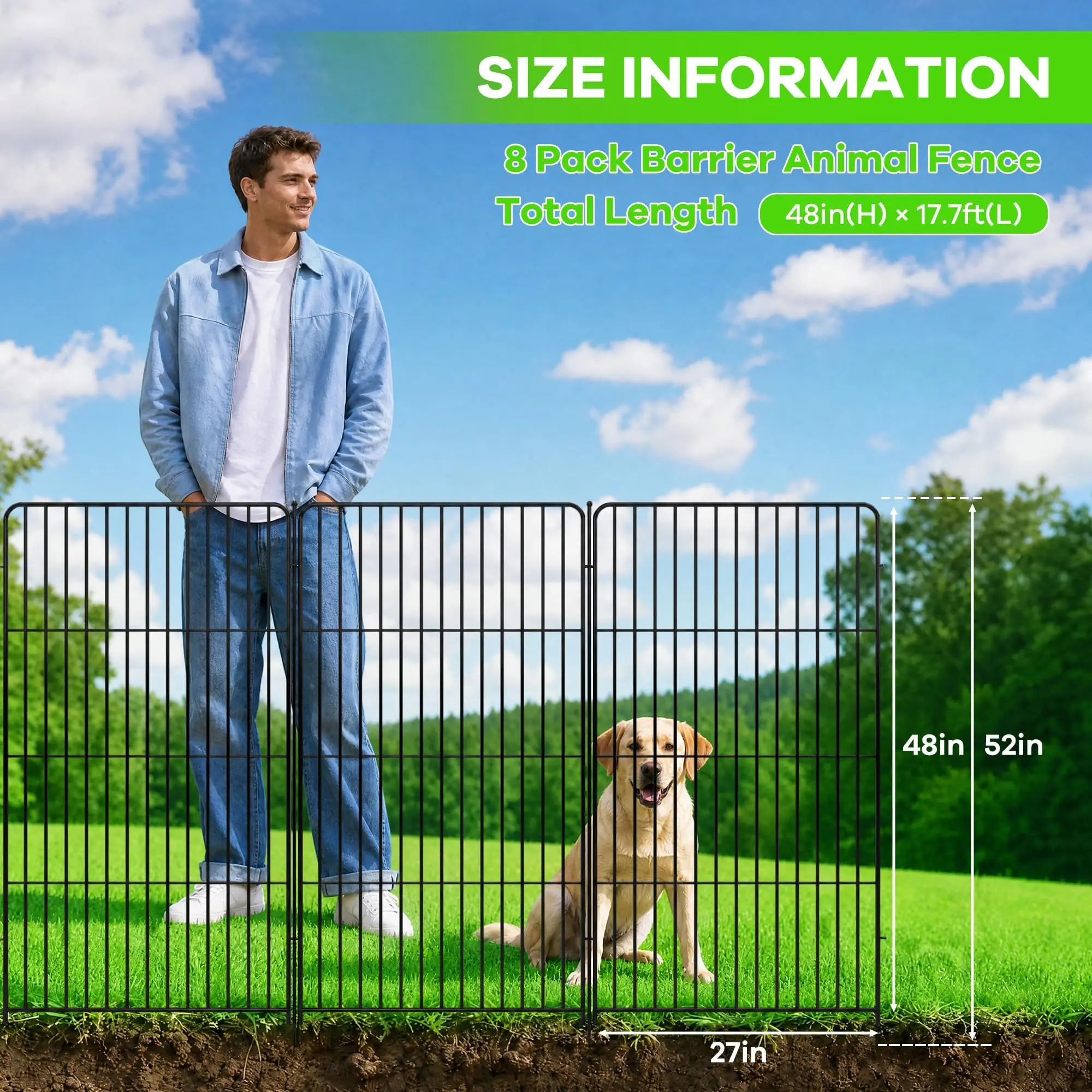 Metal Garden Fence Panels Dog Barrier Fence Outdoor Yard Barrier with Access Gate