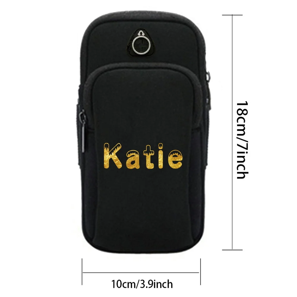 Customized Name Arm Strap Sports Black Phone Bag Running Arm Phone Bag Sports Phone Bag Personalized 26 Initial Letter Printing