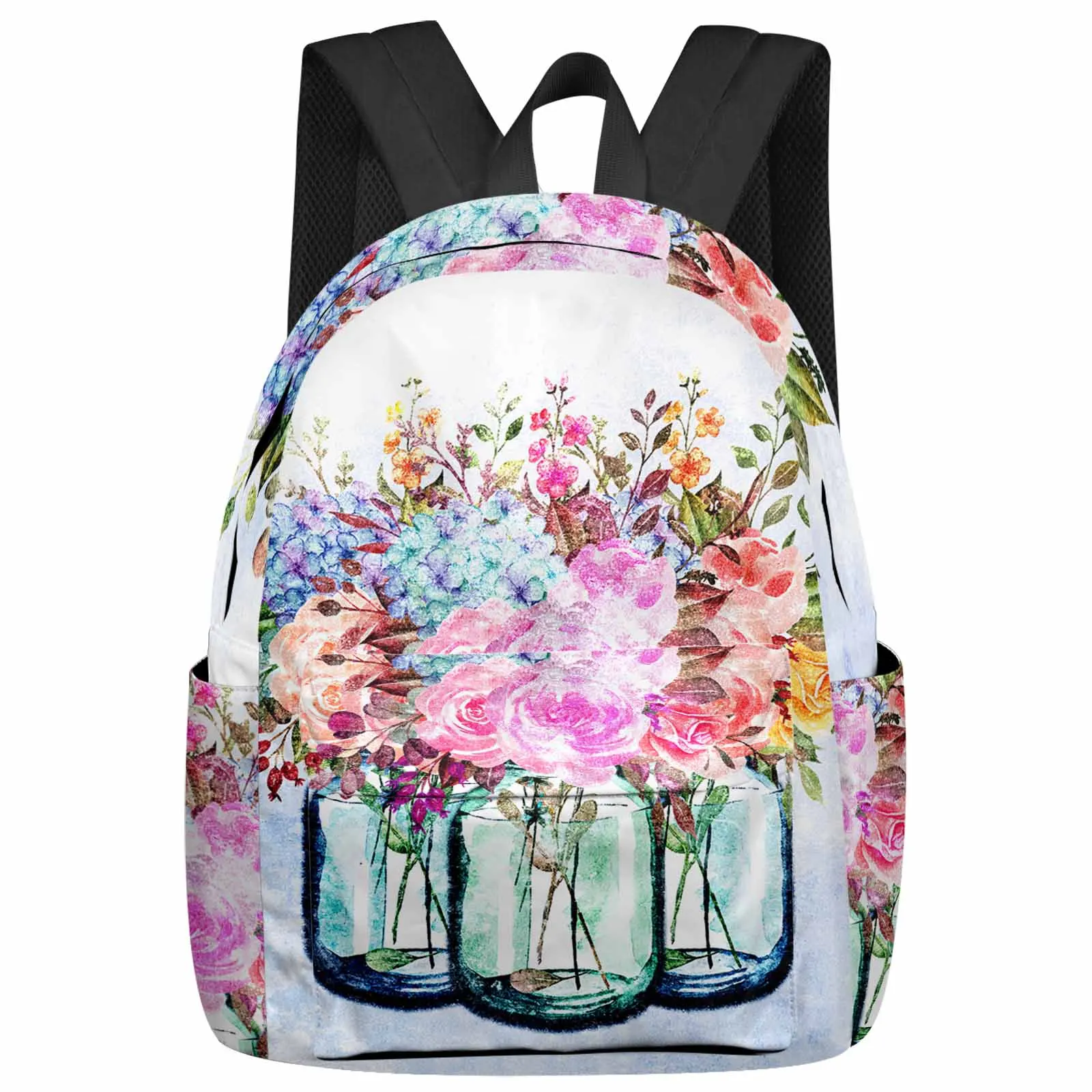 

Flower Leaf Grid Gradient Large Capacity Backpack Men Laptop Bags High School Teen College Girl Student Mochila