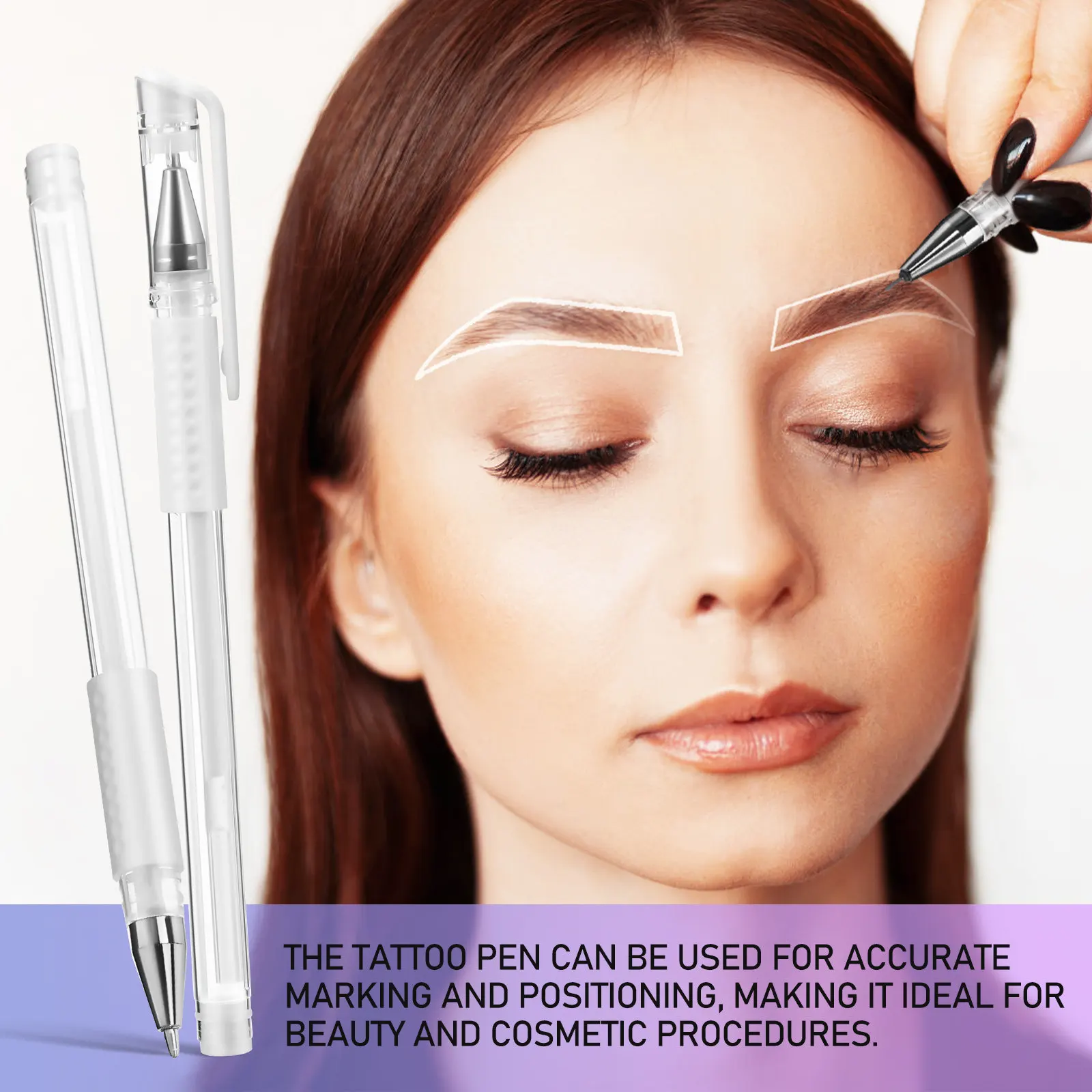 3Pcs Waterproof Brow Mapping Pen Tattoo Skin Marking Accurate Eyebrow Positioning Pen Tattoo Supplies Brow Mapping