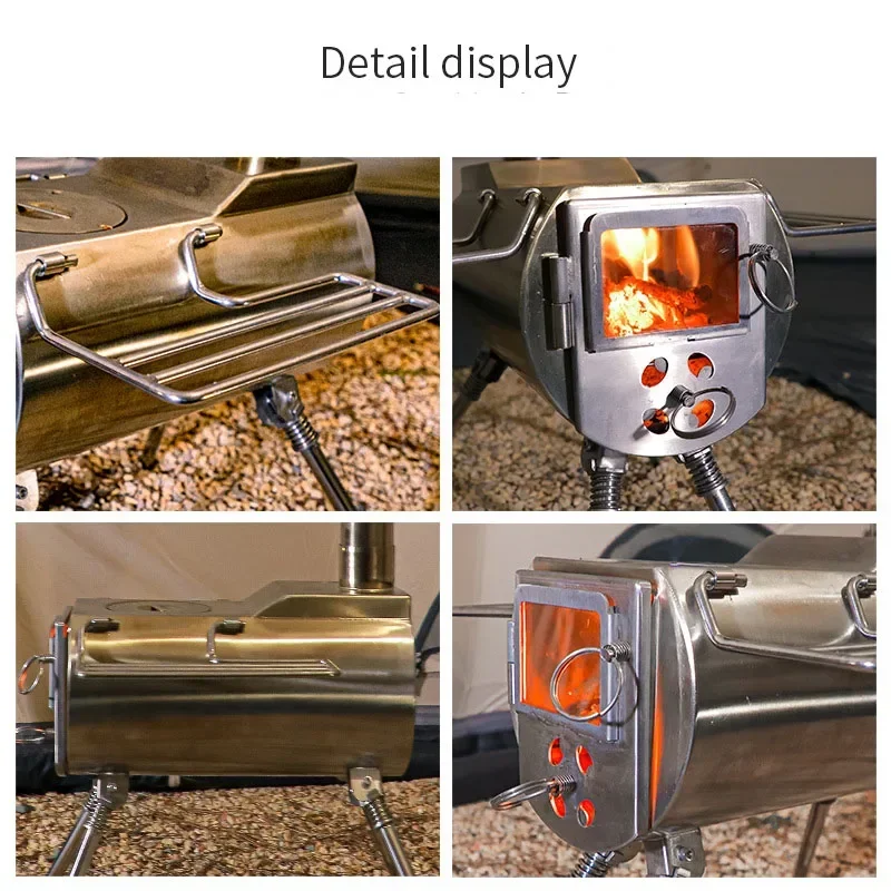 Camping Wood Stove Portable Tent Firewood Stove Big Size Stainless Steel Bonfire Stove Outdoor Cooking Fire Pit Brazier