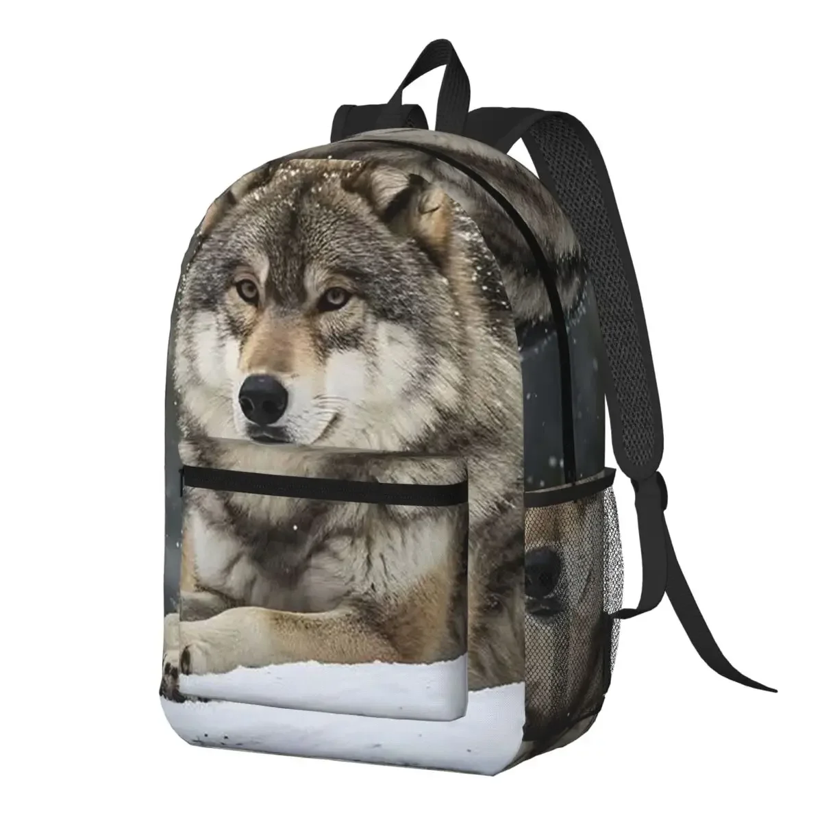 Wolf Lay Down In The Snow Backpack Daypack Large Capacity Boys Girls BookBag School Bag Shoulder Bags for Men Women