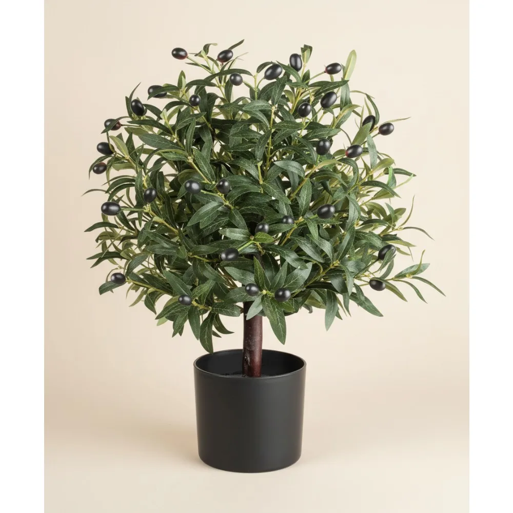 Árbol de bola topiaria de oliva Artificial de 25,5 pulgadas, planta en maceta resistente a los rayos UV para decoración del hogar de jardín interior y exterior
