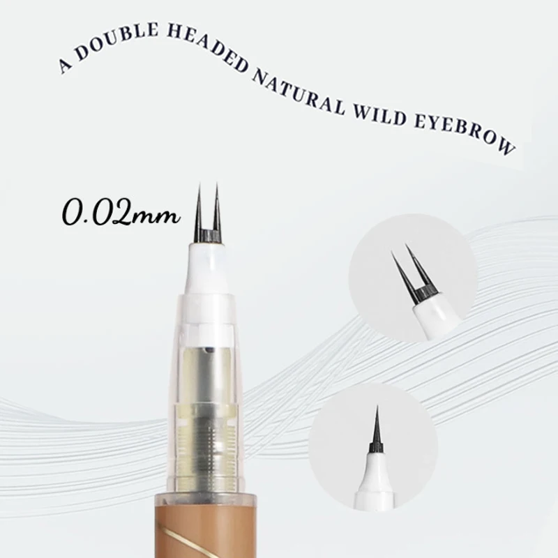 Double Forked Tip Lower Eyelash Pen Makeup Ultra-thin 2 Fork Tip Liquid Eyeliner Waterproof Natural Eye Brow Lower Lash Pencil