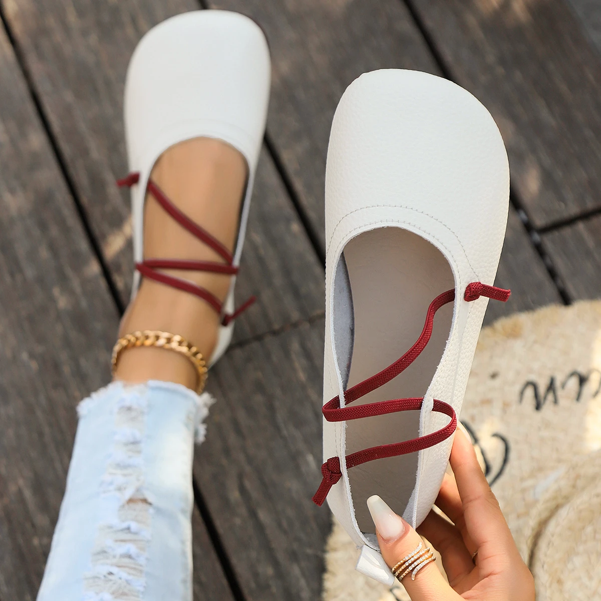 Shoes Woman Trend Summer New Women Mary Jane Shoes Soft Casual  Outdoor Dress Flat Ballet Shoes Round Toe Shallow Slip on Flats