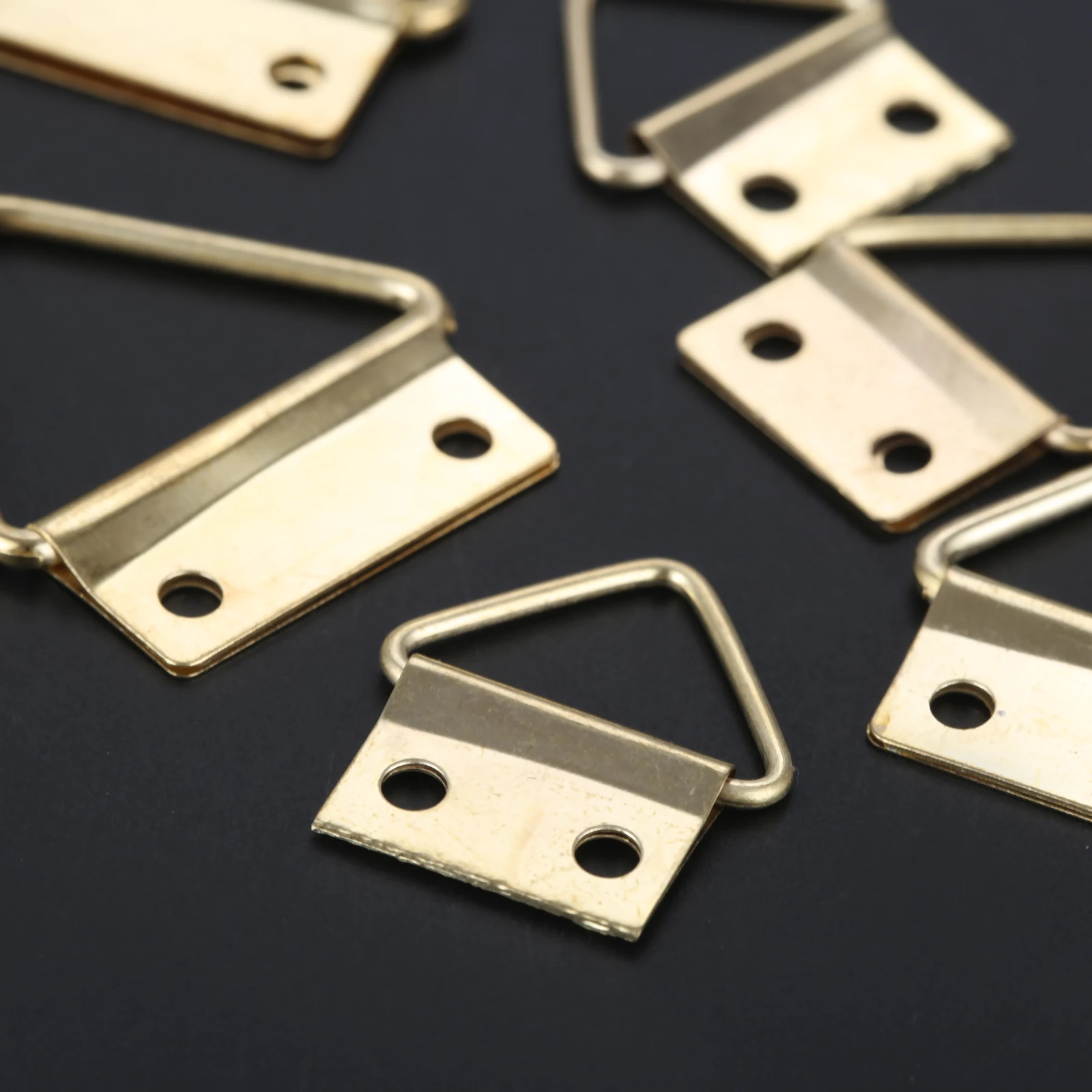 20 Pcs Oro Doppio Foro Triangolo D-Ring Hanging Picture Photo Pittura A Olio Cornice Dello Specchio Gancio di Gancio di Accessori Per Mobili