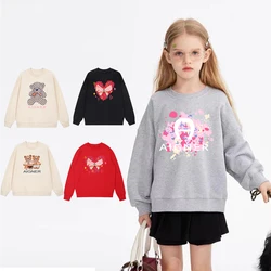 Fashionable girls' long sleeved hoodies, warm children's tops, casual clothing, letter printed women's baby sports shirts