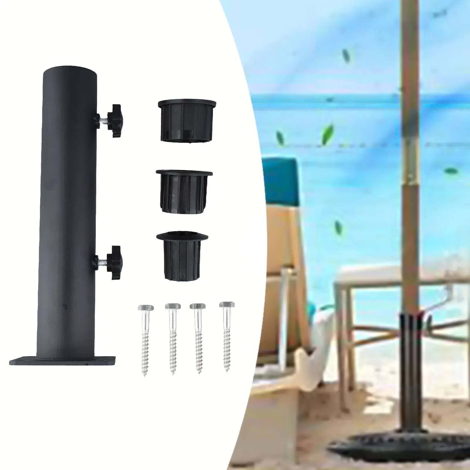 Reducing Sleeve Parasol Standpipe Garden Use Black Paint Coating Multi-surface Compatibility For Outdoor Settings