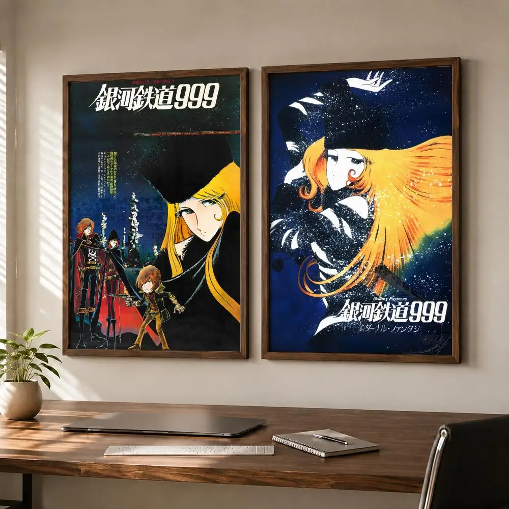 Classic Space Opera Anime Galaxy Express 999 Poster Self-adhesive Waterproof Paper Sticker Art Coffee House Bar Room Wall Decor