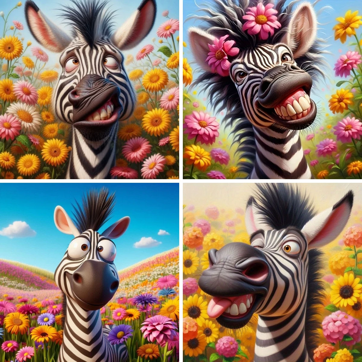 

Набор для вышивания алмазной мозаикой 5D DIY: Забавный зебра-мордун, настенное искусство, полная выкладка круглыми стразами, вышивка крестом, декор для дома, подарок