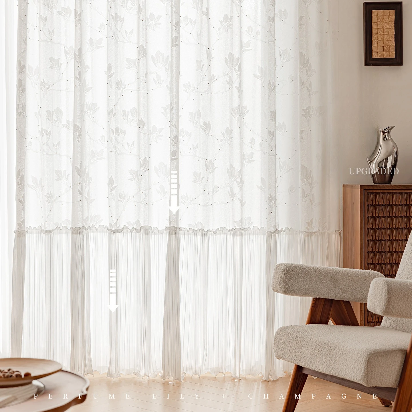 French Romantic Embossed Embroidered White Tulle Pearls Sheer Curtains for Living Dining Room Bedroom Window Decor Decor Fashion