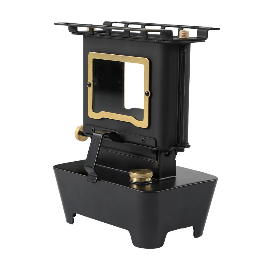 

Retro Portable Stainless Steel Stove Black Outdoor Camping Grill with Atmosphere Heating Lamp