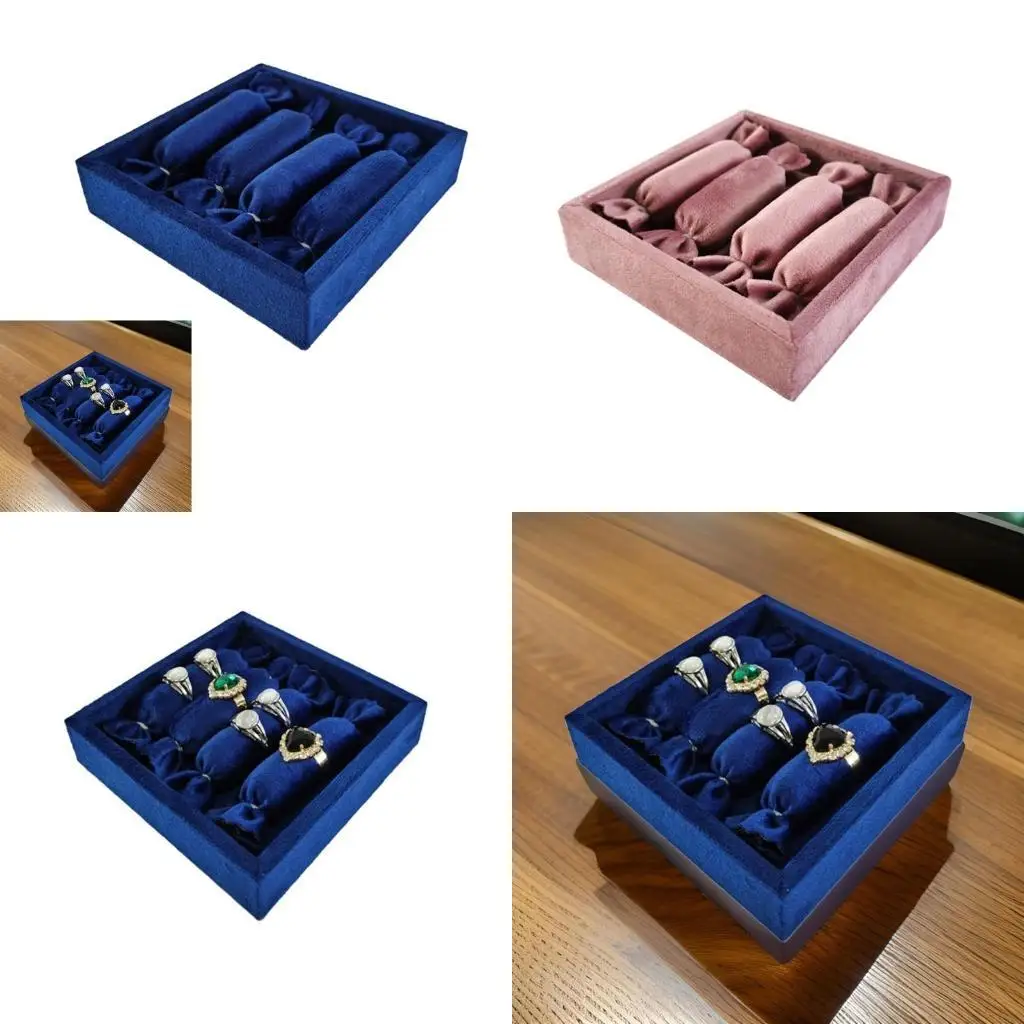 Portable Velvets Ring Display Tray Elegant Jewelry Storage Organizer Drawer Style Earrings and Rings Showcase Stand