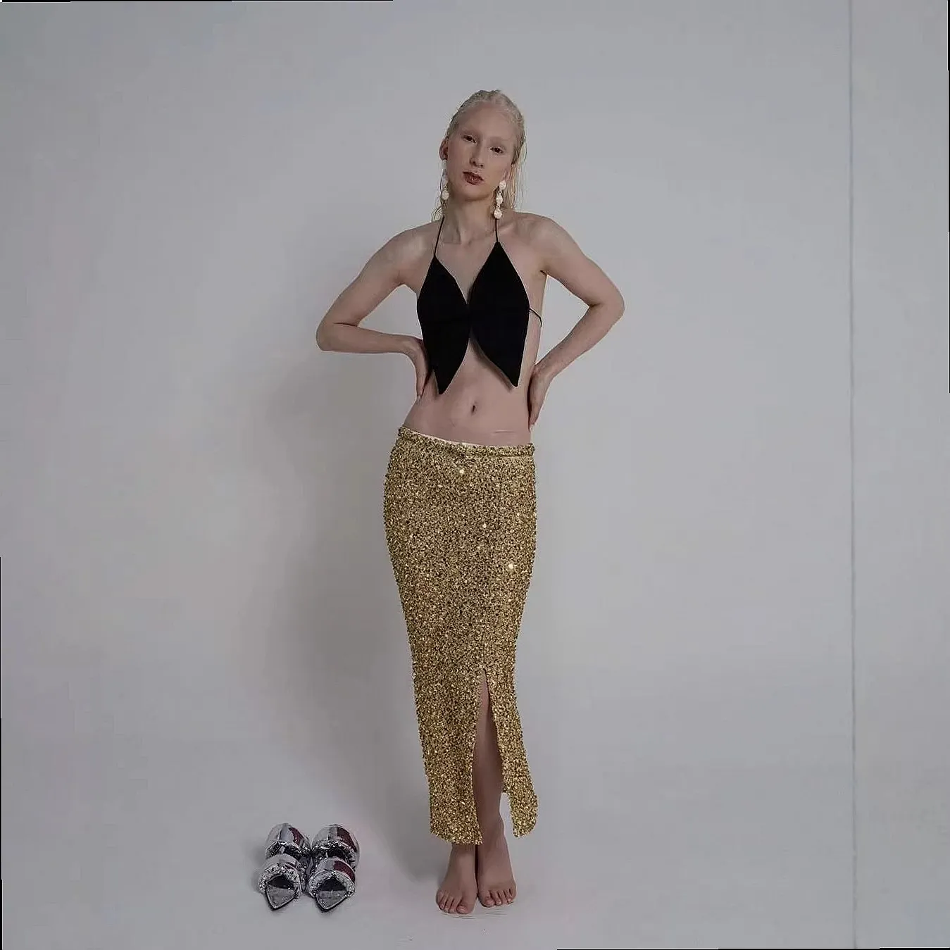 Sexy Bodycon Mermaid Long Dress with Slit, Shiny Sequins Pencil Skirts for Night Out, Spring Summer Elegant Evening Dresses