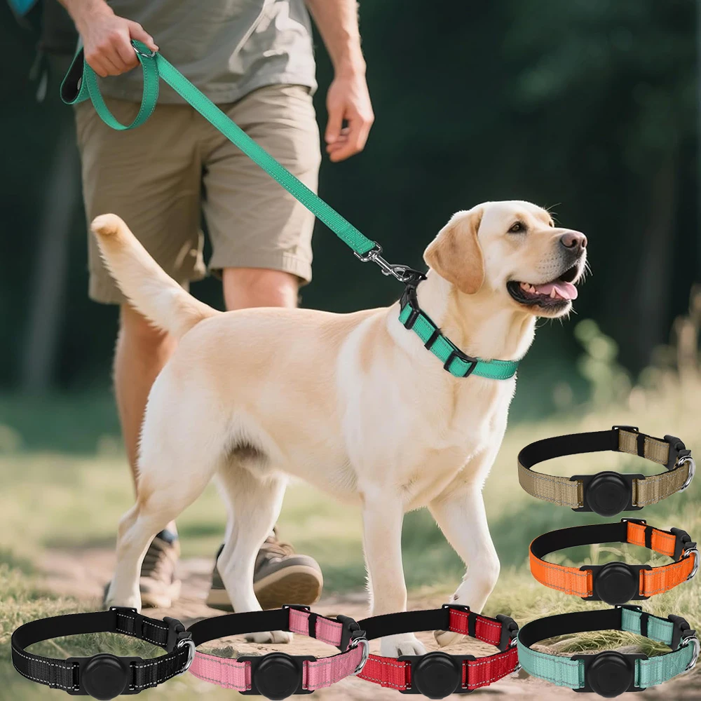 Reflective Dog Collar Adjustable Comfortable Pet Collars with Buckle for Medium Dogs AirTag Dog Collar view 6