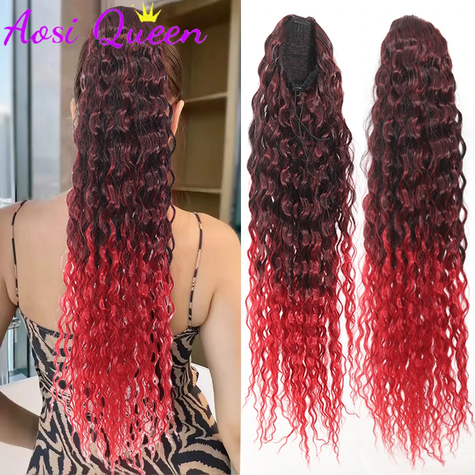 

30inch Synthetic Long Curly Wavy Ponytail Extension Drawstring Ponytail Hair Extensions for Women Hairpiece for Daily Use Party