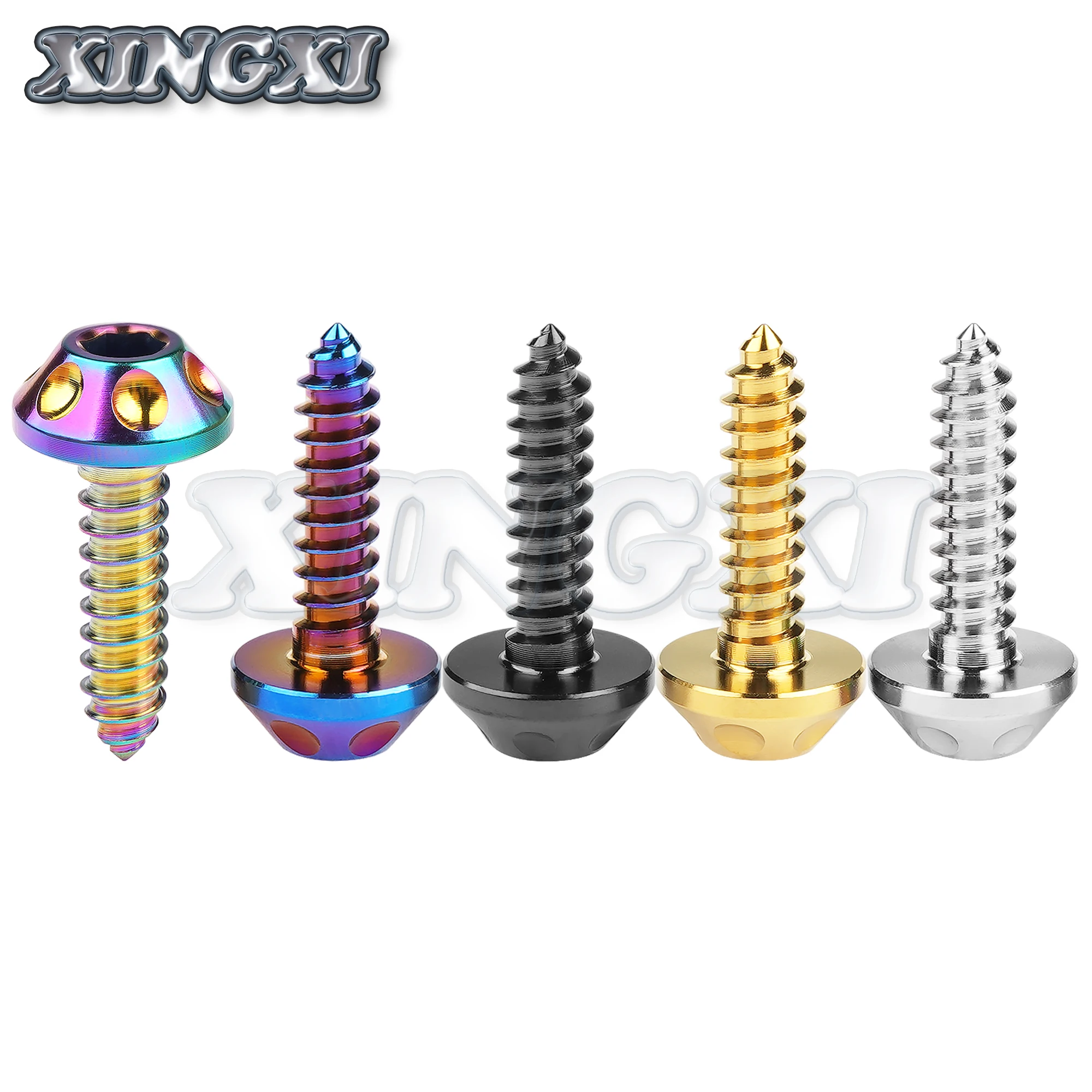 xingxi Titanium Bolt M5x20mm Self-Tapping Button Hex Head Screws Bolt for Motorcycle Bike Car