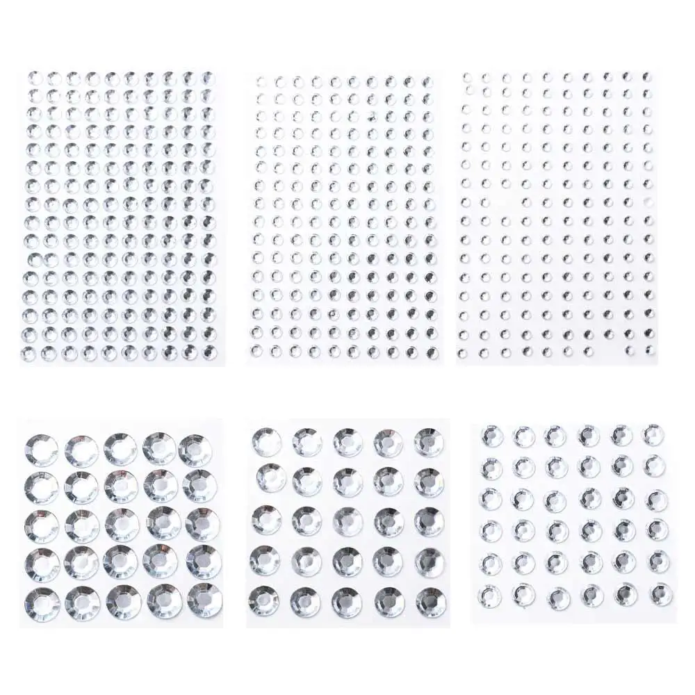 

Shiny Face Rhinestone Crystal Stickers 3-12MM Fashion Eyebrow Eyeshadow Stickers Self Adhesive Flatback 3D Diamond Gems Decals