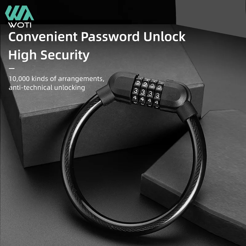 1PCS Bicycle Portable Anti-Theft Password Lock, Highway Mountain Bike Four Digit Password Lock, Steel Cable Ring Lock