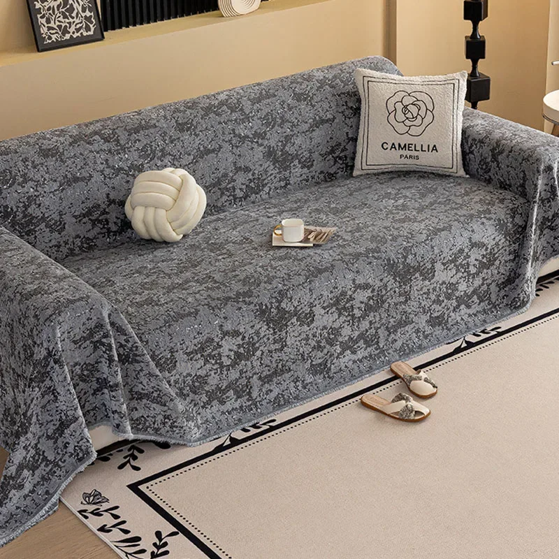 High-End Chenier Sofa Cover with Tassels High Quality Solid Color Couch Slipcover for Pets Full Cover Anti-Wear Sofa Towel