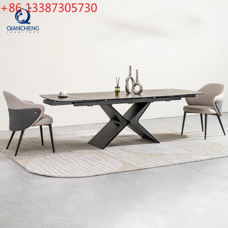 

Итальянский раздвижной обеденный стол, современный, простой, для небольшой квартиры, домашний, высококачественный, легкий люкс, прямоугольный.