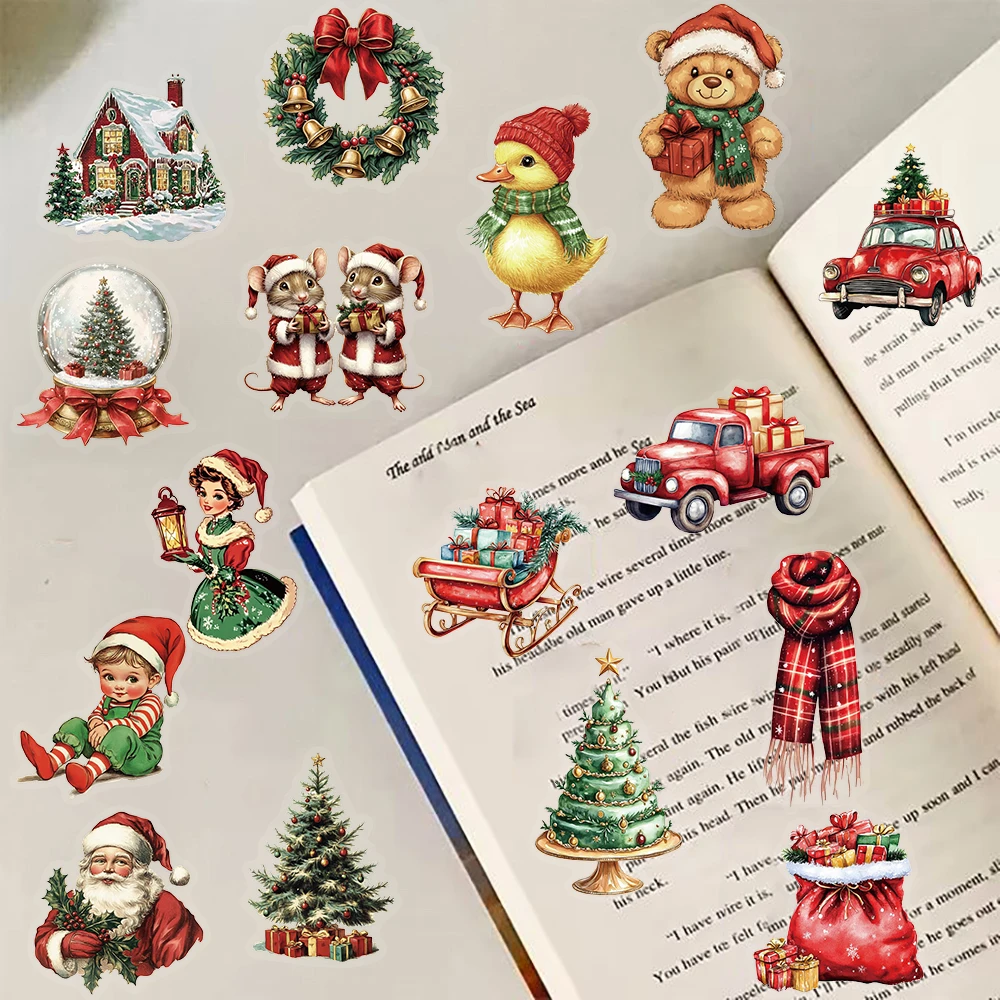 50 قطعة ملصقات عيد الميلاد السعيدة خمر سكرابوكينغ غرفة المعيشة الإبداعية بارد الكمبيوتر المحمول الهاتف القرطاسية مقهى حقيبة ملصق