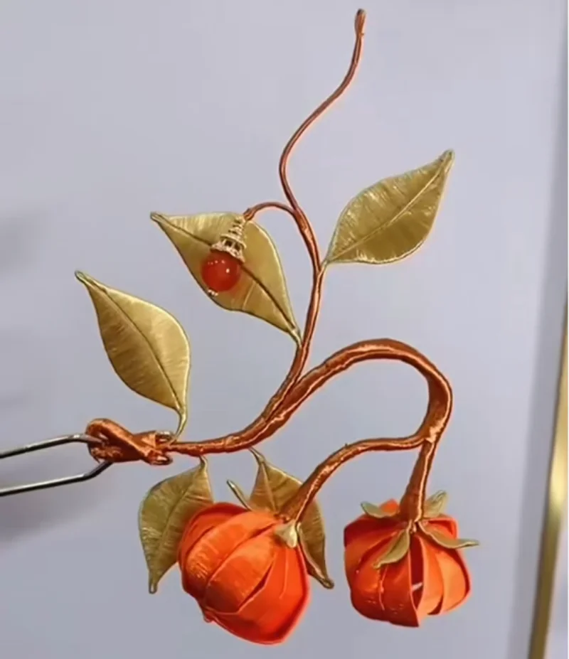 

Handmade Tangible Cultural Wrapped Flower Hair Clip Hanfu Accessory Daily Use Chinese Style Hairpin for Women