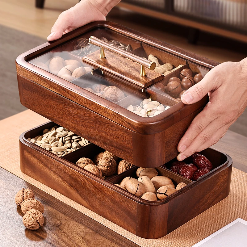 

Solid wood dried fruit box living room coffee table household walnut light luxury high-end engagement candy box nut snack
