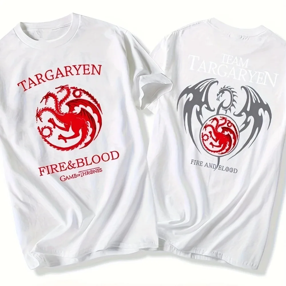 Men Team Targaryen Hot Stamping Graphic Cotton T-Shirt Crew Neck Short Sleeve All Season Street Daily Holiday Gift Tops