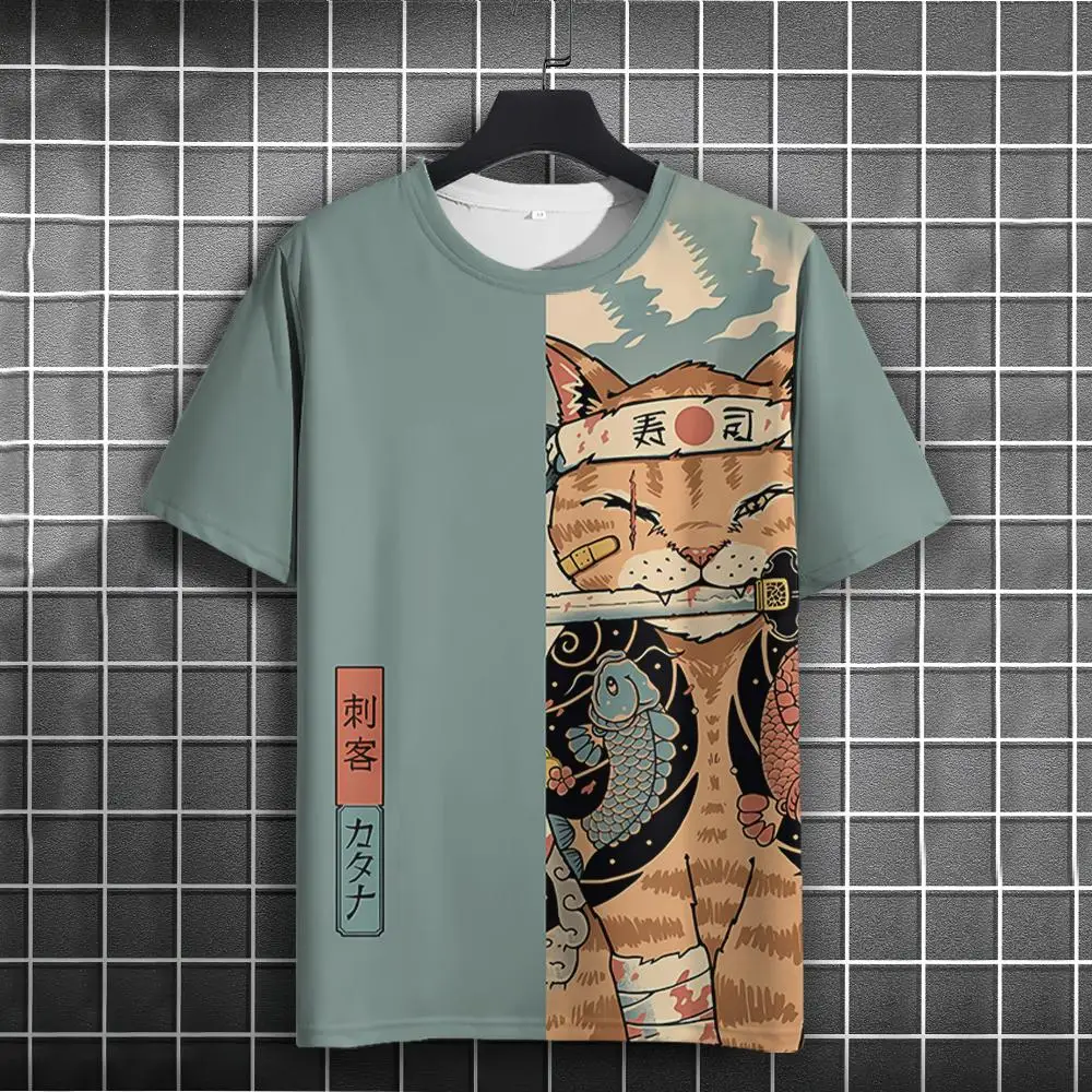 Unisex 2026 T Shirt Men Women Japanese Samurai Cat 3d Printed T Shirts For Casual Fashion Funny Shirt Top Tee Men Clothing