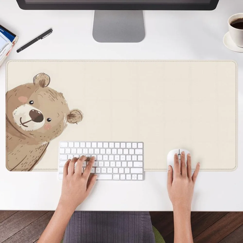 Cute peeping bear, game table mat, creative design office desk accessories mousepad gamer accesorios escritorio teclado mecânico