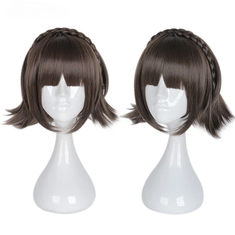 

Ladies Party Short Straight Dark Brown Wig Women Braided Hair Wigs