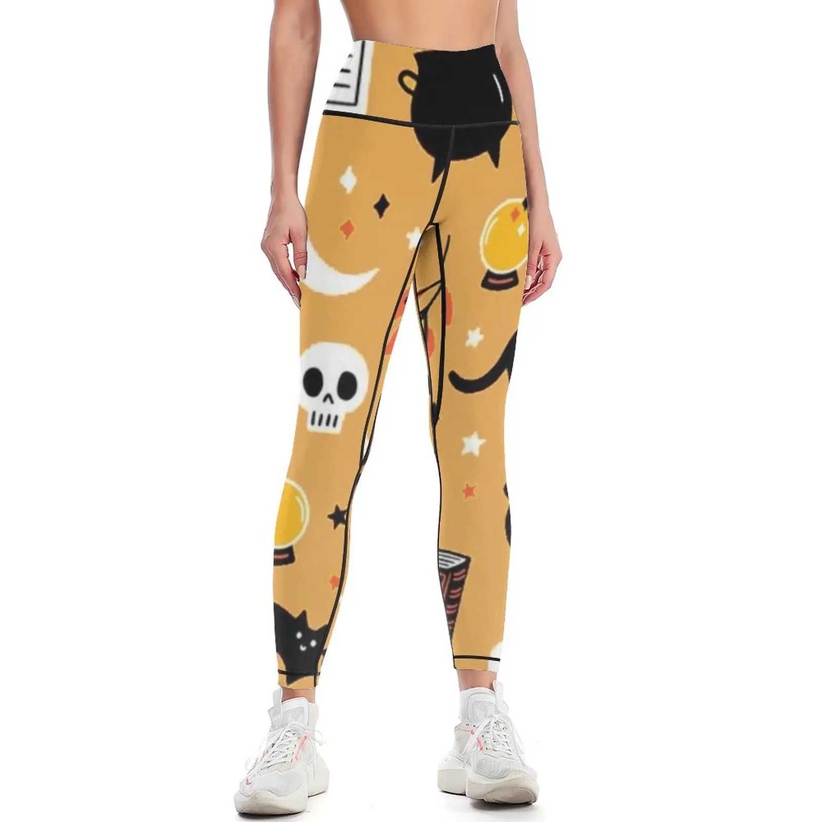 

Halloween Creepy Skull Witch Pumpkin Pattern Leggings Sweatpants gym pants Sports female trousers Womens Leggings