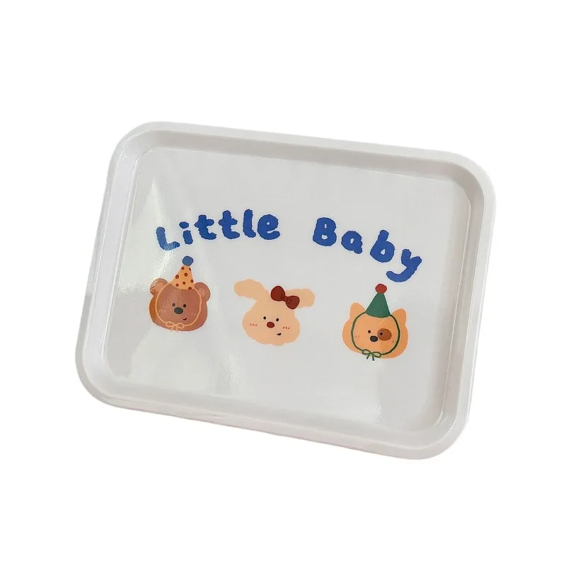 Creative Cute Cartoon Melamine Meal Tray Tea Tray Home Storage Tray Rectangular Blue English Cartoon Tray Red English Cart Tray