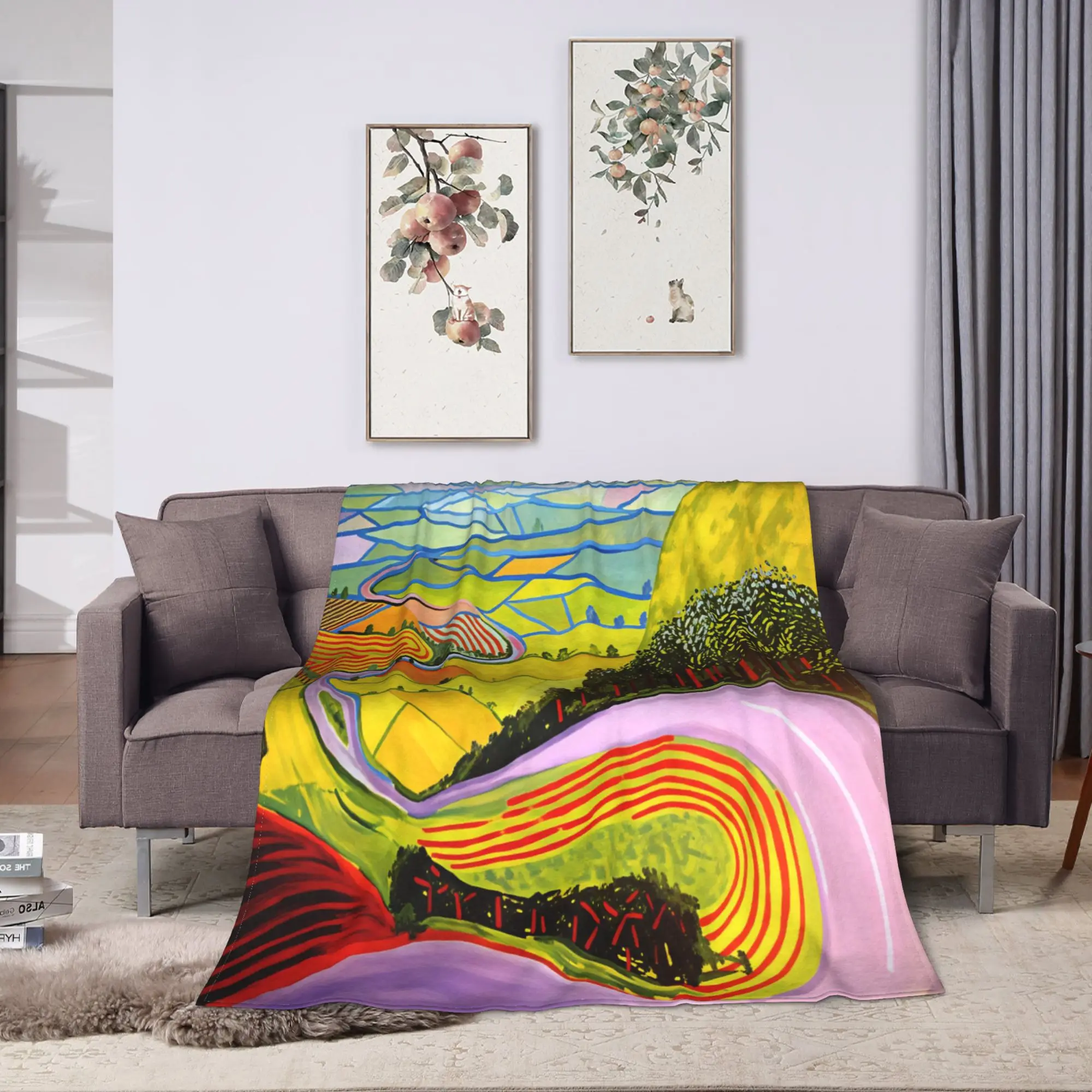 David Hockney landscapes Magnet Flannel Blankets Adults Girls  Super Soft Bedding Throws Winter Chair Bedspread Sofa Bed Cover