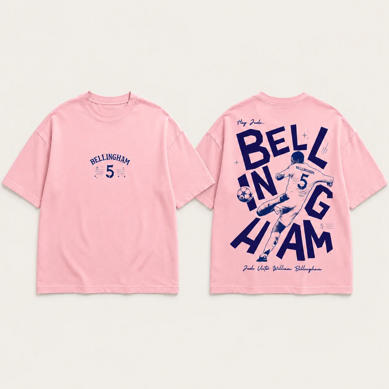 Jude Bellingham Nr. 5 Fußballspieler Grafik T-Shirt für Männer und Frauen, beidseitig bedrucktes Kurzarm-T-Shirt, lässiges Fußball-T-Shirt – Detail 4