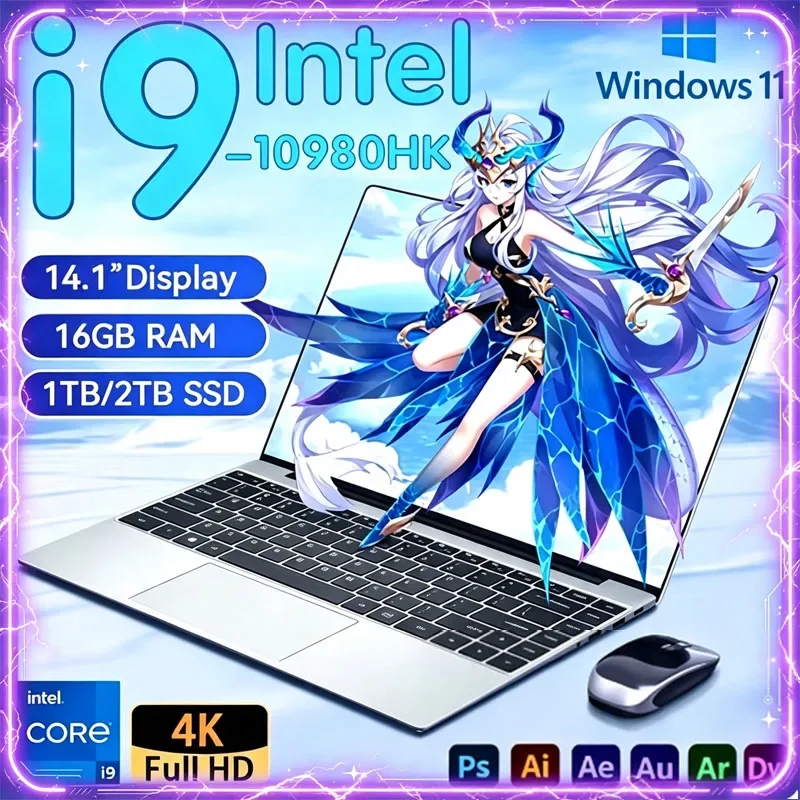 NEW 14.1' Laptop Intel Core I9-10980HK 32GB 2TB Windows 11 Gaming Computer PC Gamer Office Ultra Slim Notebook 1920*1080 HD