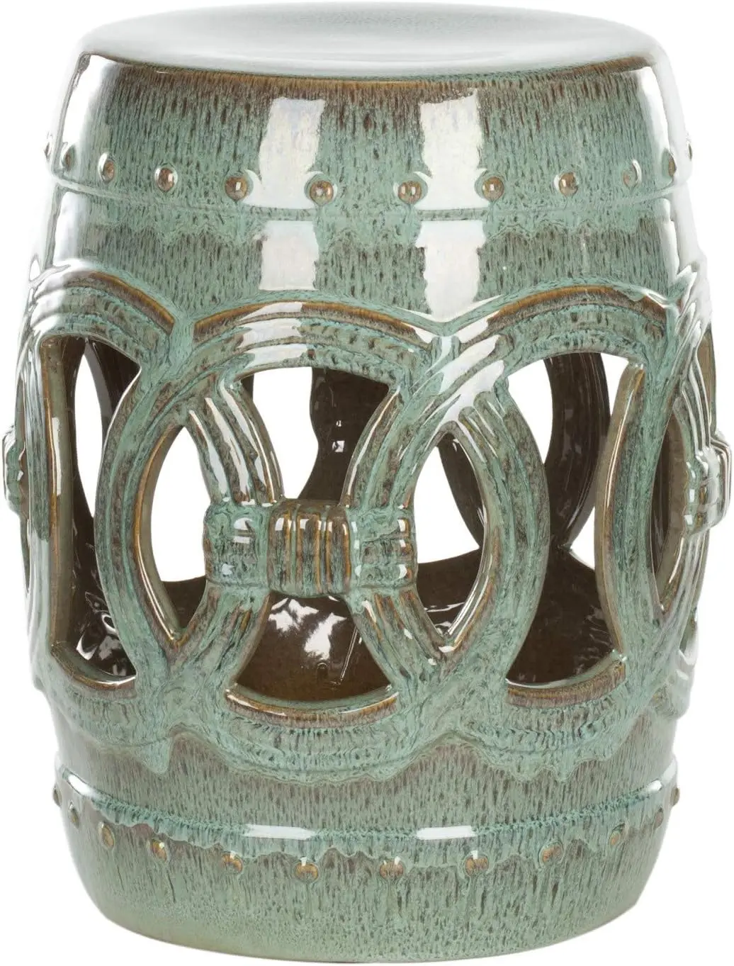 

Home Collection Double Coin Antique Blue-Green Ceramic Indoor/ Outdoor Decorative Garden Stool (Fully Assembled)