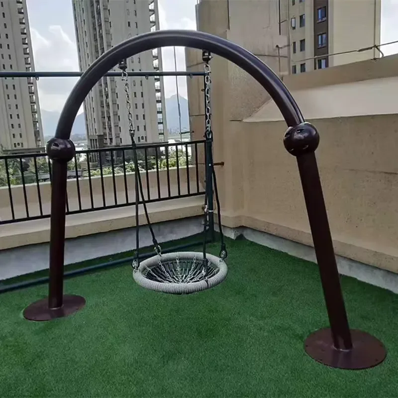 Outdoor Nest Swing Set Suspended Round Childrens Swing Garden Game Seat Hanging Chair for Kids Backyard Playground Equipment