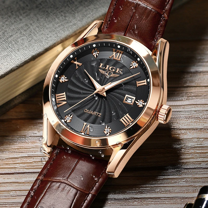 LIGE Military Watch Men Fashion Business Sports Men\'s Quartz Wristwatches Original Leather Waterproof Watch For Men Montre Homme