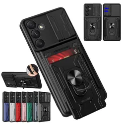 Case For Samsung Galaxy S24 FE Ultra S23 Plus A15 A25 A35 A55 5G A14 A24 A34 A54 Cover Card Pocket Ring Stand Fundas Coque Capa