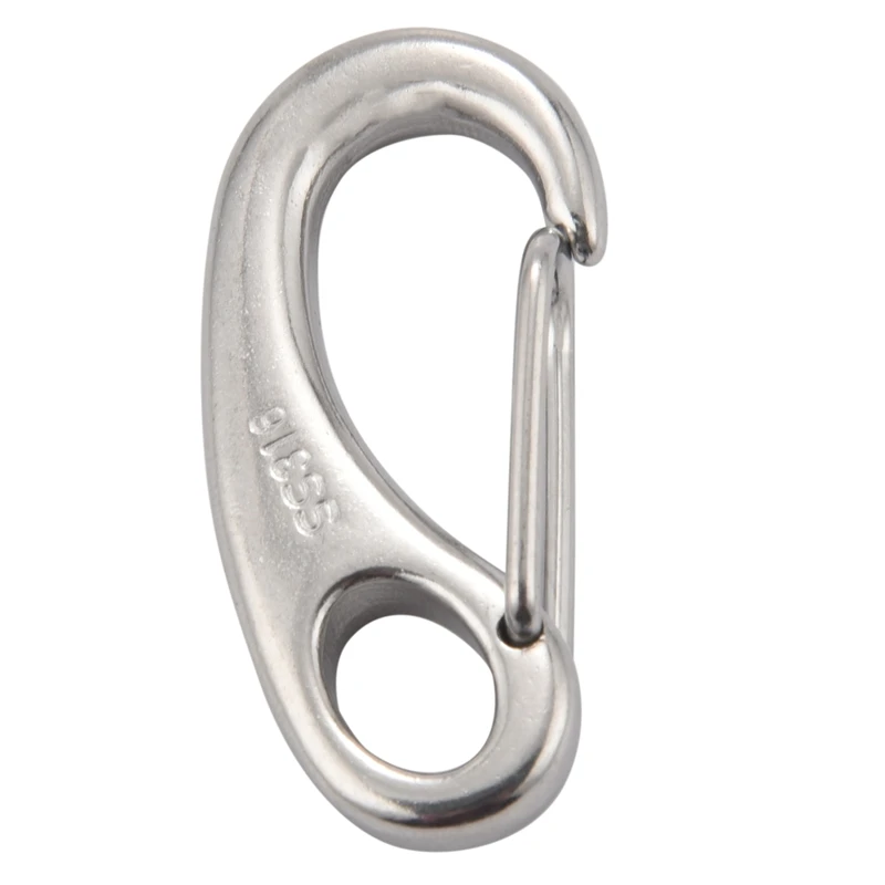 2PCS Boat Marine Stainless Steel Egg Shape Spring Snap Hook Clips Quick Carabiner Outdoor Buckle