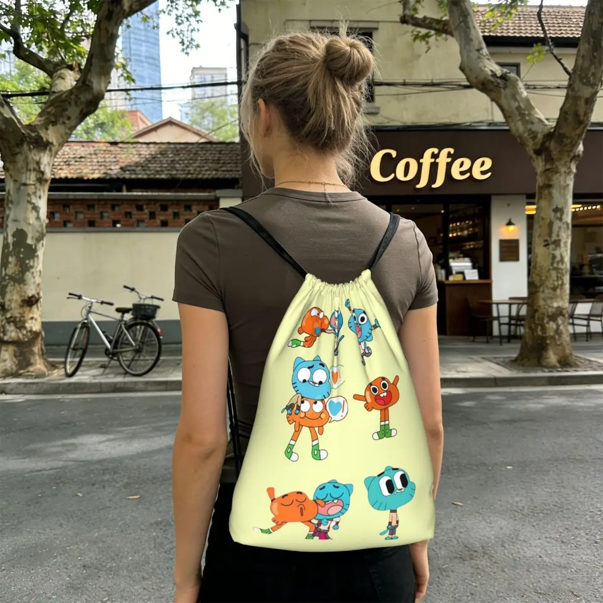 Gumball And Darwin Game The Amazing World Of Gumball Backpacks Casual Drawstring Bags Sports Bag Book Bagsfor Man Woman Students