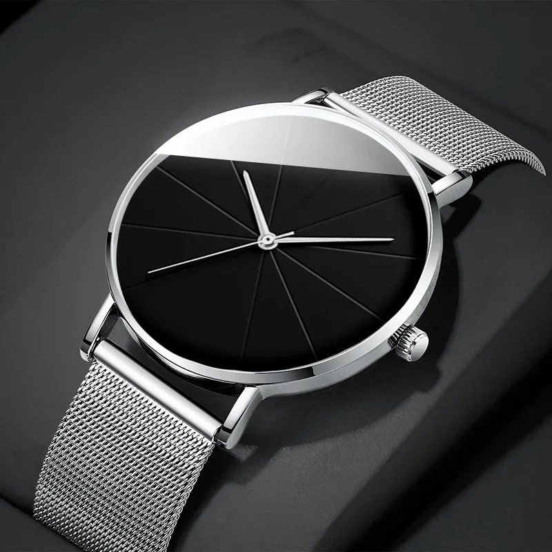 Minimalistische mode herenhorloges heren luxe zakelijke klok ultradunne legering mesh riem quartz polshorloge relogio masculino