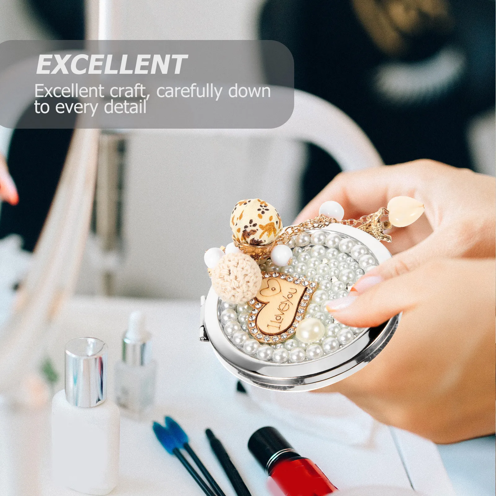 

Portable Compact Makeup Mirror Sturdy Metal Frame Double-Sided Mirror for Travel Home School Daily Touch-Up