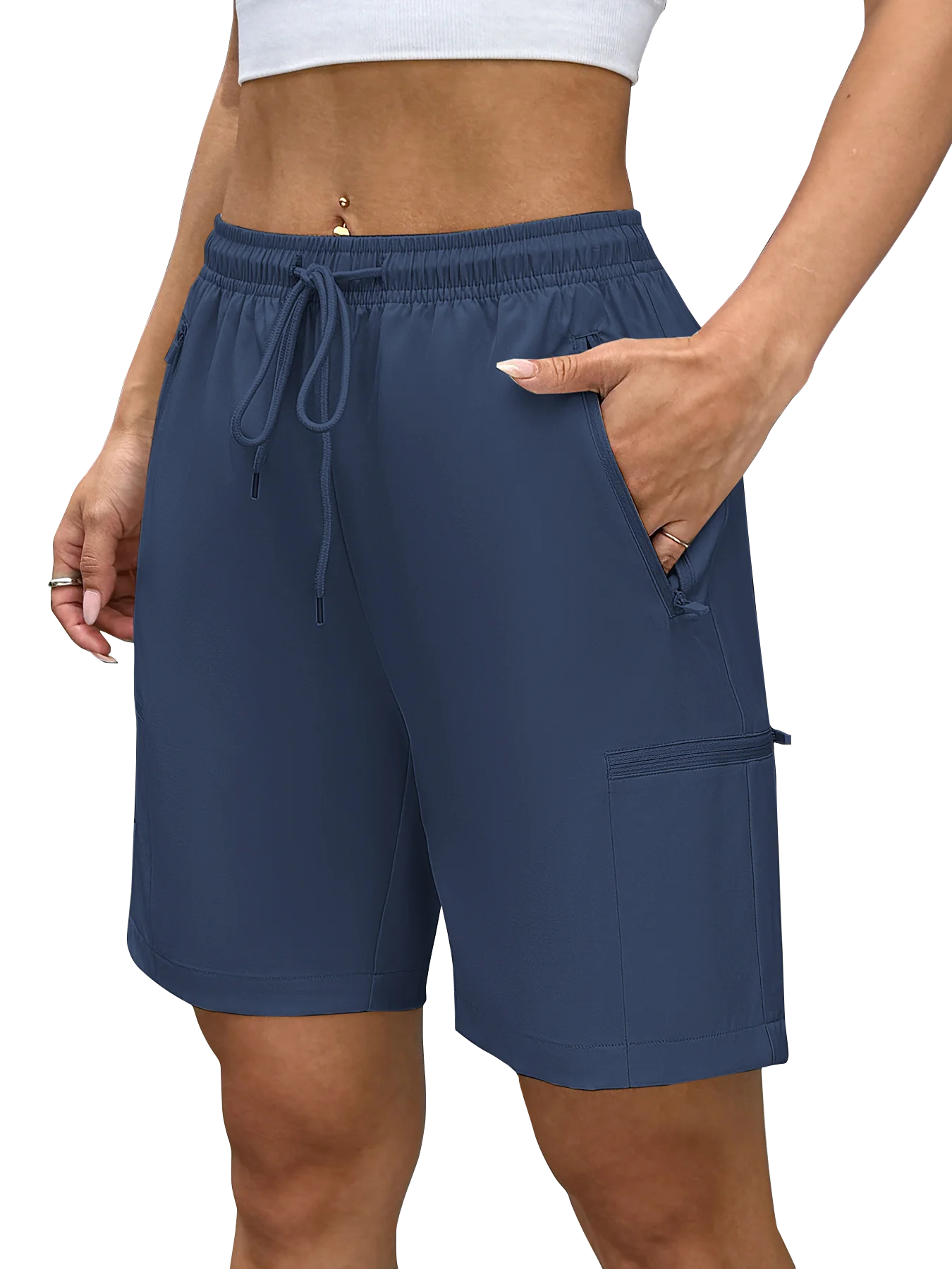 Women 's Athletic Running Cargo Shorts Wth Zipper Pockets,Gym Workout Basketball Hiking Shorts for Women